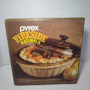New Open Box Vintage Pyrex Fireside Naturals 6230-F 1.5 Quart Bowl Basket